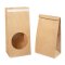 Крафт пакет с круглым окном 12×8×25 см, 70 г/м2 (крафт), с клеевым клапаном (2 слоя)