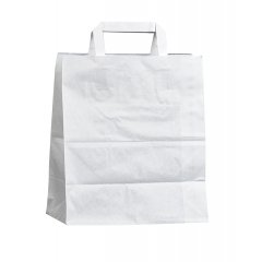 Крафт пакет с плоскими ручками, 32*20*37 (Ш*Г*В) см (белый)
