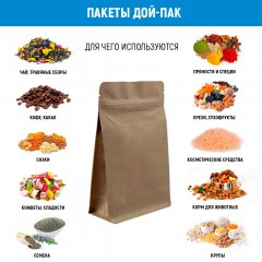 Пакет восьмишовный 13,5(+6,5)*20,5см, (бурый), 3 слоя, с замком (обычным), с плоским дном - фото 3
