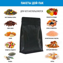 Пакет восьмишовный 13,5(+6,5)*20,5см, (черный матовый), с замком (обычным), с плоским дном - фото 5