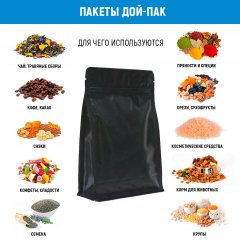 Пакет восьм. 15(+9)*34,5см, (черный матовый), с замком (отрывным), с плоским дном, ПВЦМ-00022 - фото 5