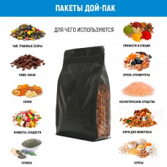 Пакет восьмишовный 13,5(+6,5)*22,5см, (черный матовый), с замком (обычным), с плоским дном, прозрачные фальцы - фото 3