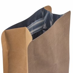 Пакет ДЛЯ КОФЕ восьмишовный 11(+8)*25см, (бурый), с плоским дном, с отрывным замком и клапаном дегазации - фото 4