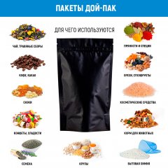 Пакет Дой-Пак 10,5*15(+3)см, Металл/PET/БОПП (черный матовый) - фото 5