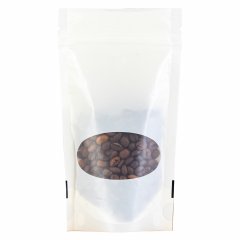 Пакет Дой-Пак 10,5*19(+3,5)см, PET/PE (белый, матовый) с овальным окошком