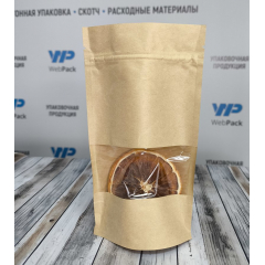 Пакет Дой-Пак 10,5*18,5(+3)см, Крафт (бурый), с окном 4см - фото 2