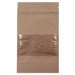 Пакет Дой-Пак бумажный 13*22,5(+3,5)см,  Крафт (бурый), с окном 7см снизу - фото 4