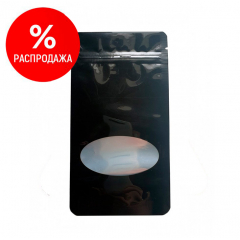Пакет Дой-Пак 13,5*22,5(+4)см, Металл/PET/БОПП (черный) с овальным окном
