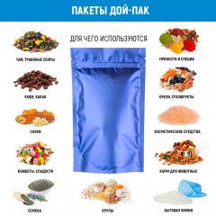 Пакет Дой-Пак 13,5*22,5(+4)см, Металл/PET/БОПП (фиолетово-синий, матовый) - фото 5