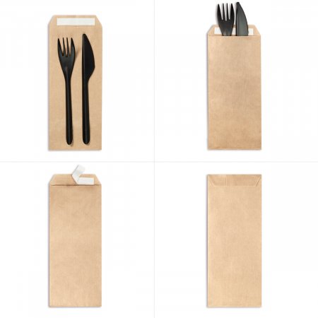 Крафт пакет с V-образным дном без складки 8×22см, 40 г/м2 (бурый), с клеевым клапаном
