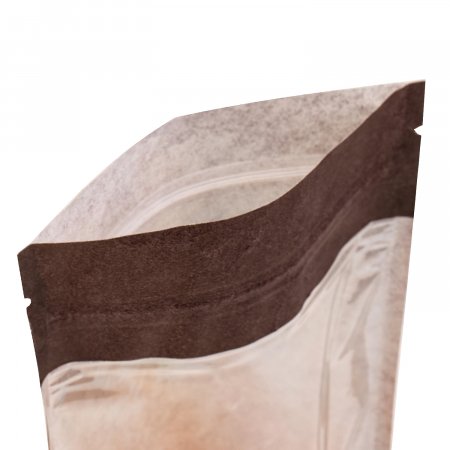 Пакет Дой-Пак 12×18,5(+3)см, Крафт (коричневый), с окном
