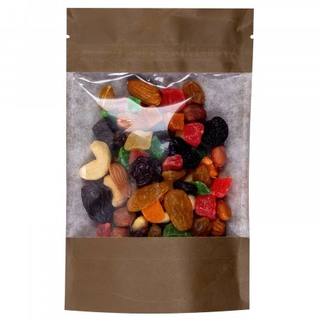 Пакет Дой-Пак 12×18,5(+3,5)см, Крафт (светло-коричневый), с окном 10см
