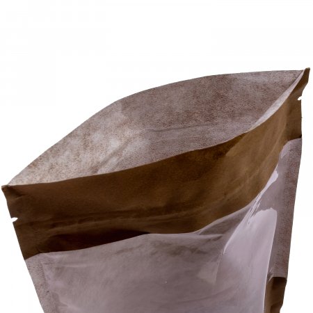 Пакет Дой-Пак 12×18,5(+3,5)см, Крафт (светло-коричневый), с окном 10см