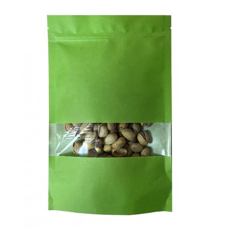 Пакет Дой-Пак 16×25(+4,5)см, Крафт (зеленый), с окном 4см