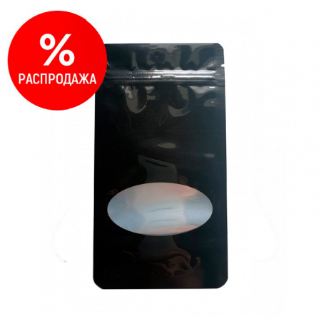 Пакет Дой-Пак 13,5×22,5(+4)см, Металл/PET/БОПП (черный) с овальным окном