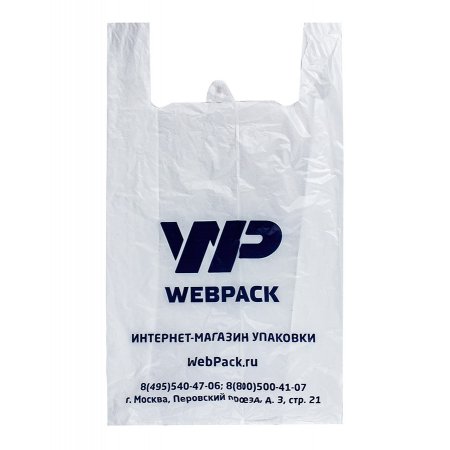 Пакет Майка 38см(+18)×70см, 25мкм, белый, WebРack