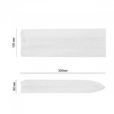 Крафт пакет с V-образным дном, жиростойкий 17×7×30см, 40 г/м2 (белый)