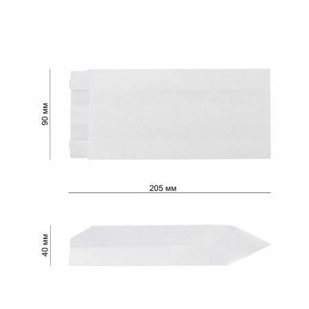 Крафт пакет с V-образным дном, жиростойкий 9×4×20,5см, 40 г/м2 (белый)