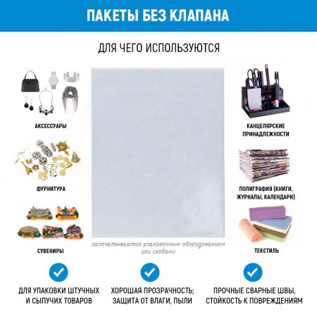 Полипропиленовые пакеты 12×30см, 100 шт./уп.