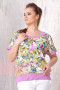 Блузка "Фемина" 3180 (Сиренево-розовый/попугай желтый)