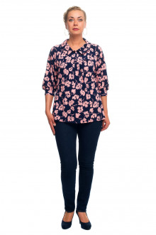 Блуза "Олси" 1710032/1 ОЛСИ (Синий/розовые цветы)