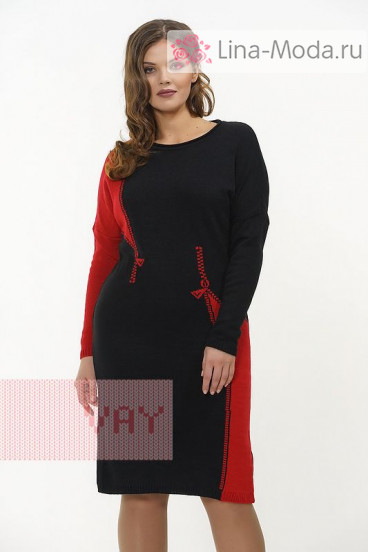 Платье женское 2261 Фемина (Черный/красный)