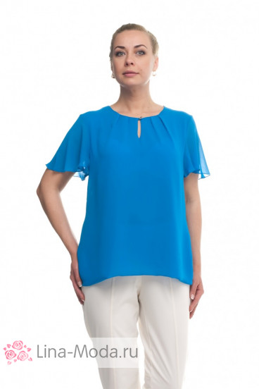 Блуза "Олси" 1610015/1 ОЛСИ (Ярко-голубой)