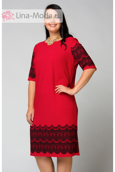 Платье "СКС" 3822 (Красный, черный)