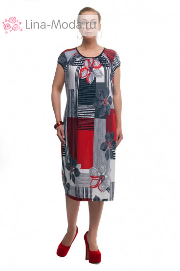 Платье "Олси" 1605042 ОЛСИ (Серо-красный)