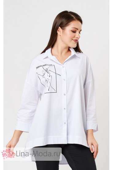 Блуза "Лина" 4198 (Белый принт)