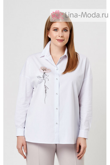 Блуза "Лина" 4193 (Белый принт)