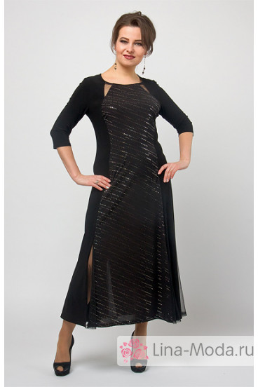 Платье "СКС" 4762 (Черный/серебро)