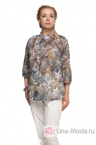 Блуза "Олси" 1610022/1 ОЛСИ (Коричневый/серый)