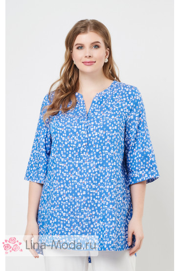Блуза "Лина" 4235 (Домики голубой)