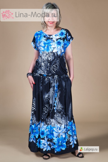Платье "Дженни" Милада (Цветы синие)