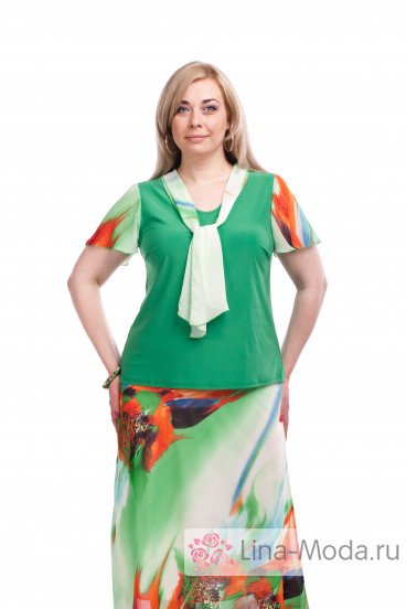 Блуза "Олси" 1510022/2 ОЛСИ (Зелёный/Оранжевый)