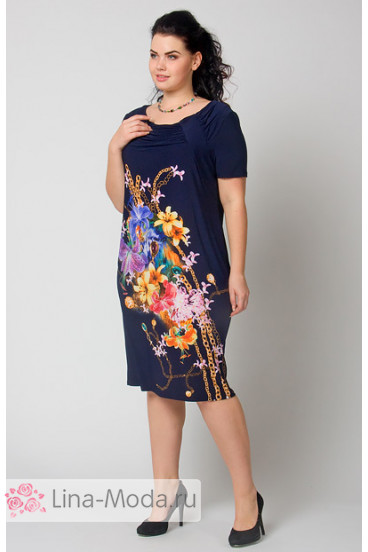 Платье "СКС" 2801 (Синий/цветной)