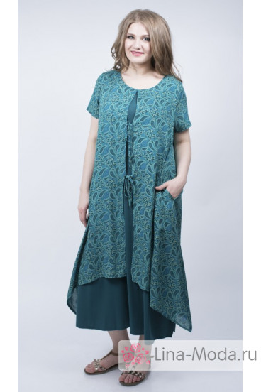 Платье "Твинго" Sparada (Зелёный/принт огурцы)