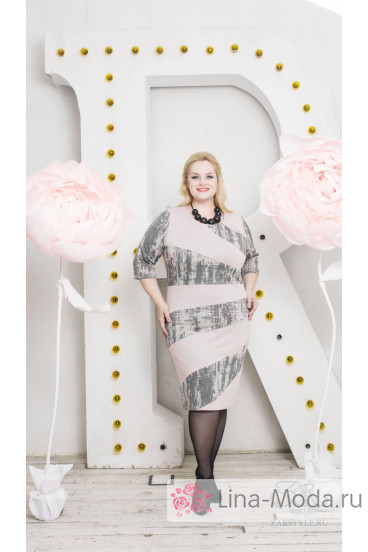 Платье "Нежность" Zar Style (Серый/розовый)