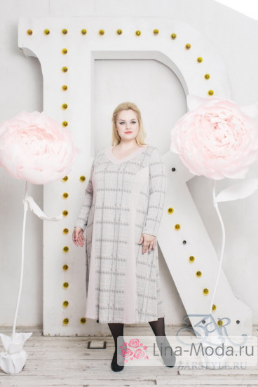 Платье "Радослава" Zar Style (Серый/розовый)